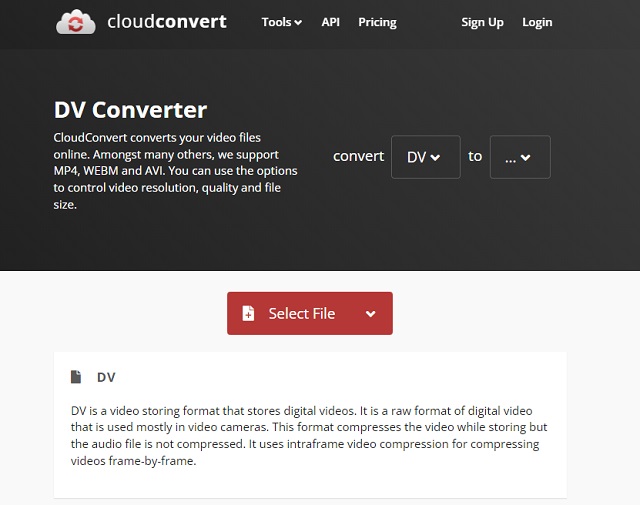 DV AVI Cloud Convert File