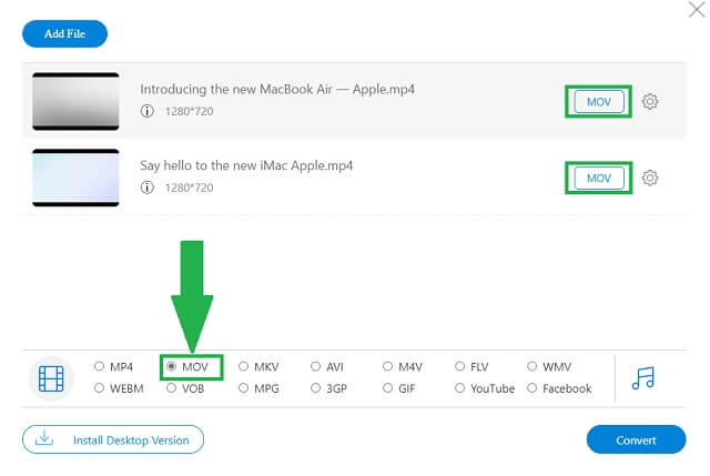 AVI MOV Aide à la configuration du format Étape 3