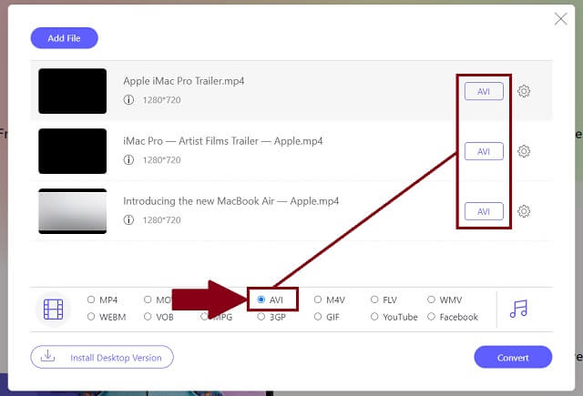 DivX AVI AVAide Select Format