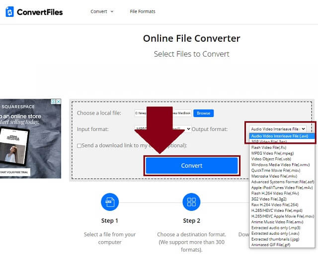 DivX ConvertFiles Sélectionner le format