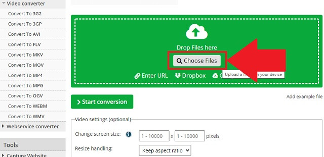 M4V MOV OnlineConvert Import Files