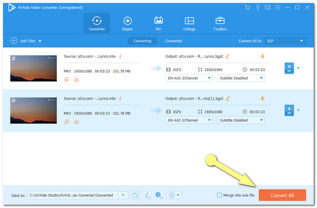 Fichier de conversion MKV 3GP