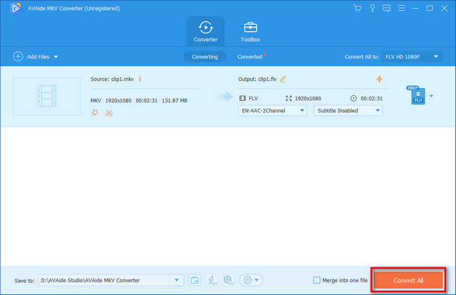 MKV FLV AVAide Commencer le processus