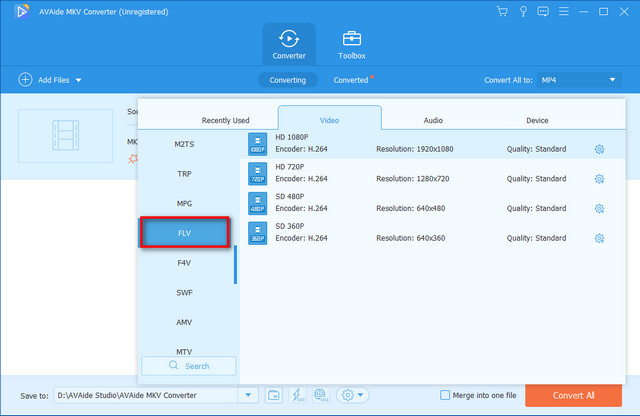 MKV FLV AVAide New Format