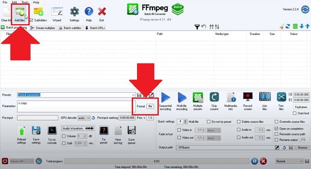 MKV FLV FFmpeg เปิด Add