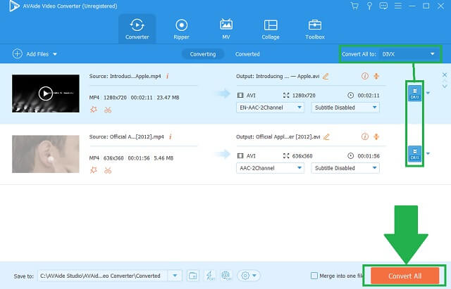 MOV DivX AVAide Convert