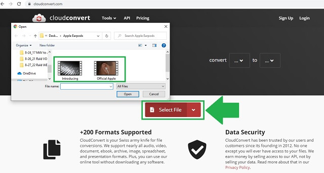 Caricamento MOV DivX Cloudconvert