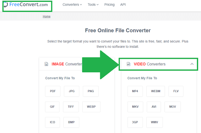 MOV DivX Freeconvert Выберите формат