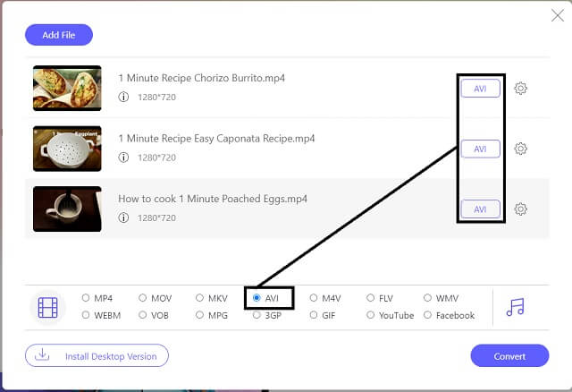 MPEG AVI AV Aide au changement de format