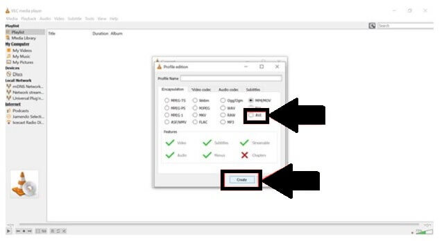 Stockage au format MPEG AVI VLC