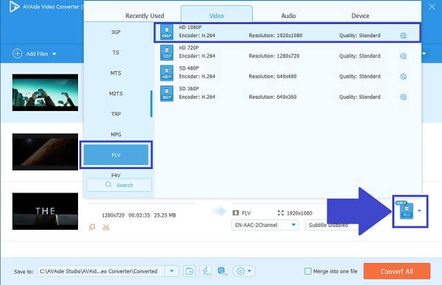 MPEG FLV AVAide Choose Format