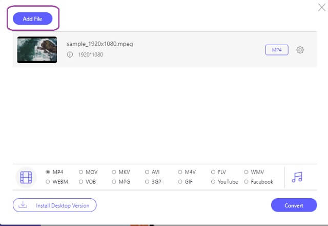 Fichier de téléchargement en ligne MPEG MOV