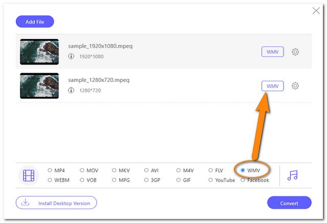 Fichier de jeu en ligne MPEG WM