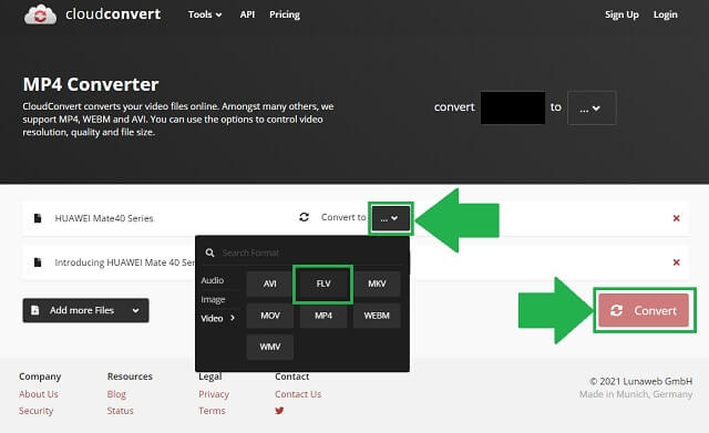 Format de conversion en nuage MTS FLV