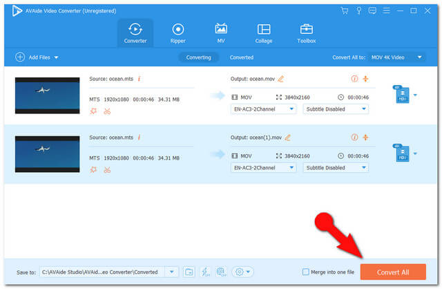 Fichier de conversion MTS MOV