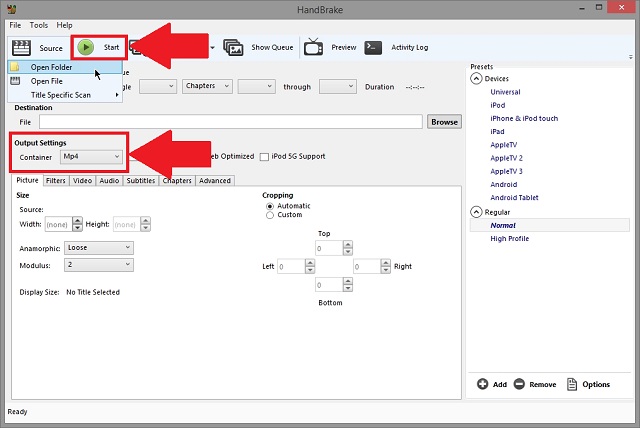 SWF AVI HandBrake Modifier le format