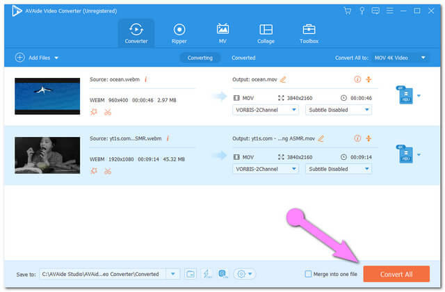 WebM MOV Convert File