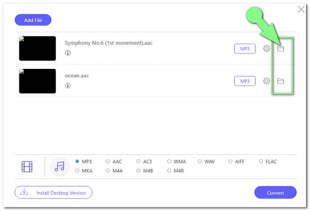 convert mp3 to aac