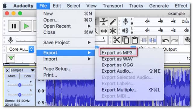 Fișier AIFF MP3 Audacity