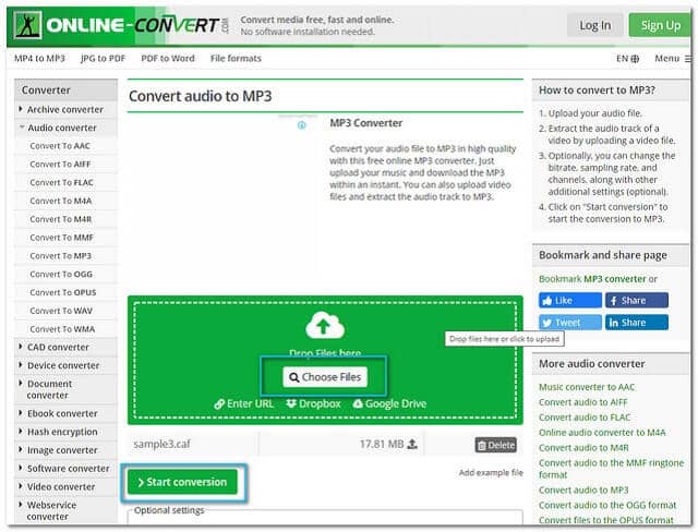 CAF MP3 Onlineconvert fájl