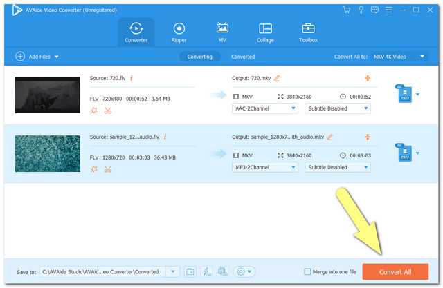 File di conversione FLV MKV