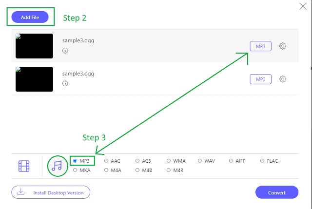 OGG MP3 Online Upload File