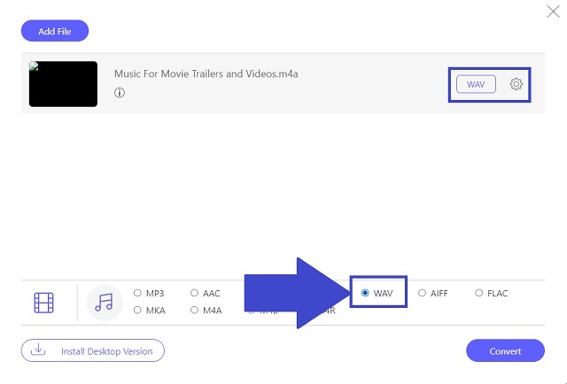 AAC WAV AVAide Select Format