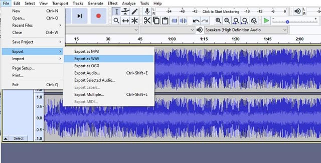 Audacity COnvert Files