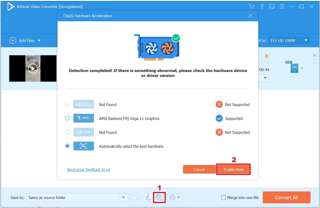 AVAide OGV To FLV Enable Hardware Acceleration