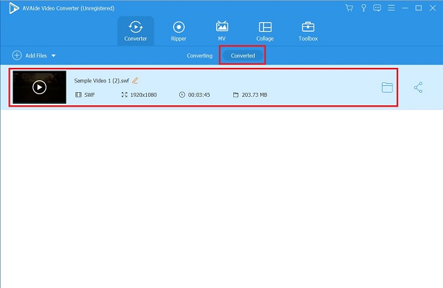 AVAide SWF To AAC Check Converted File