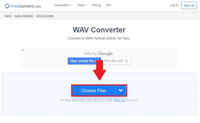 Fichier d'importation CAF WAV Freeconvert