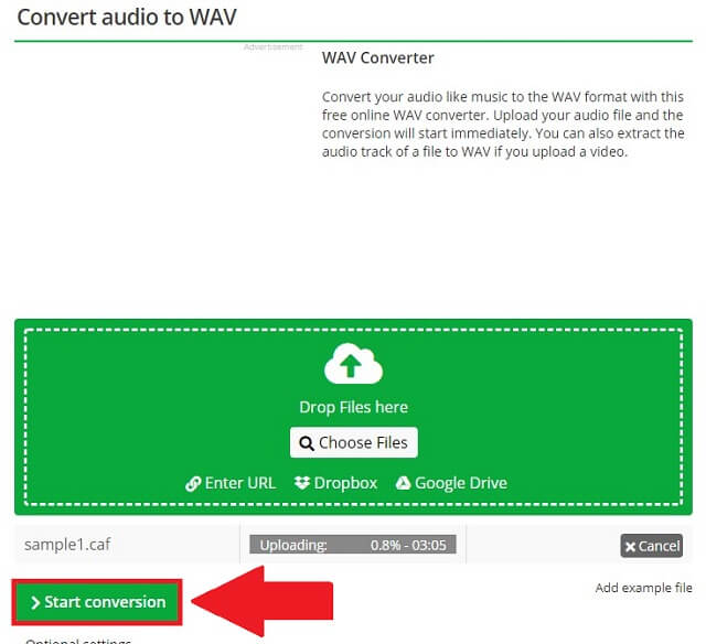 Exportation de conversion en ligne CAF WAV