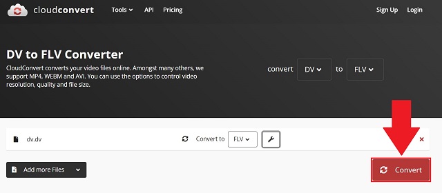 CloudConvert DV To FLV Convert Now