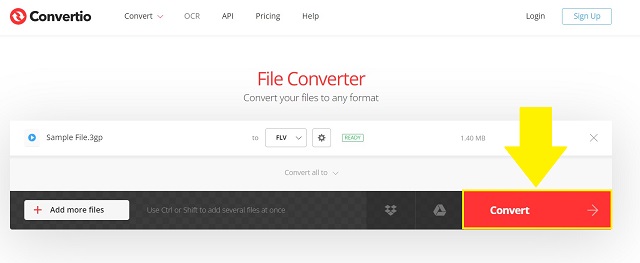 Convertio 3GP para FLV Converter arquivos agora