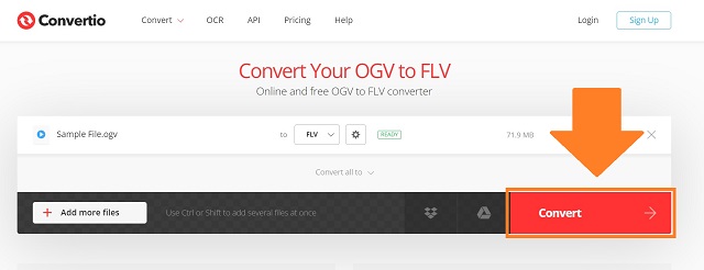 Convertio OGV en FLV Convertir maintenant