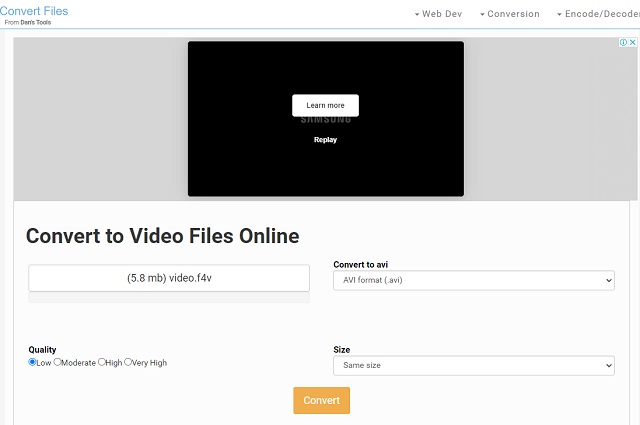 F4V AVI Online Convertfiles