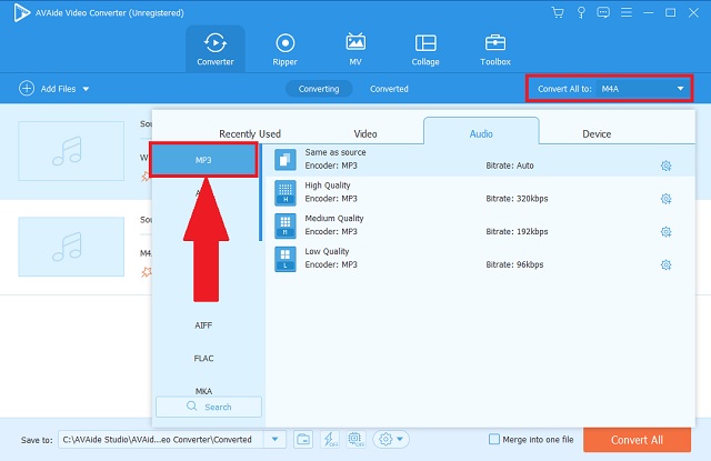 M4V MP3 AVAide Change Format