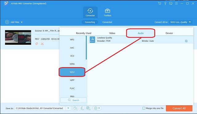 MKV WAV AVAide MKV Choose Format