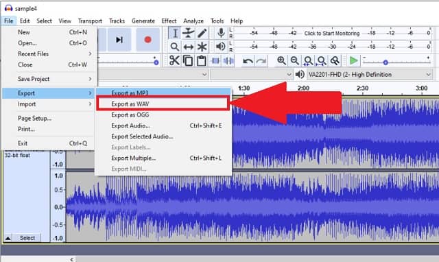 Converter MP4 WAV Audacity