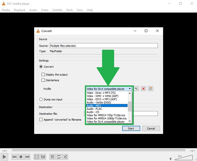 MPEG VLC Change Format