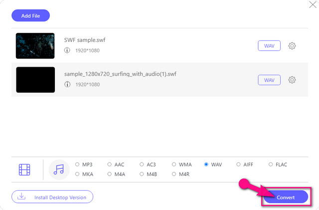 SWF WAV Online Convert File