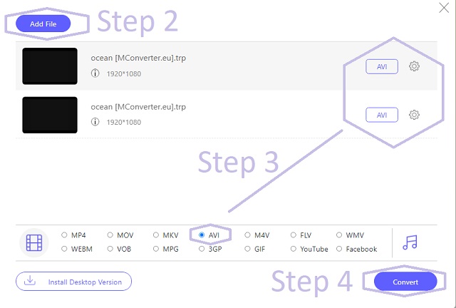 Conversion en ligne TRP AVI