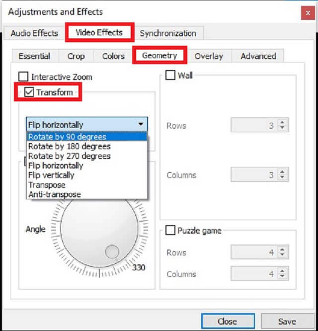 VLC Computer Choose Video Orientation