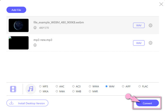 WebM WAV Online Convert File