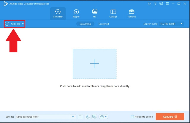 AVAide MPG To FLV Import Files