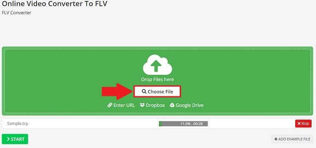 Converter arquivo de conversão de TRP para FLV online