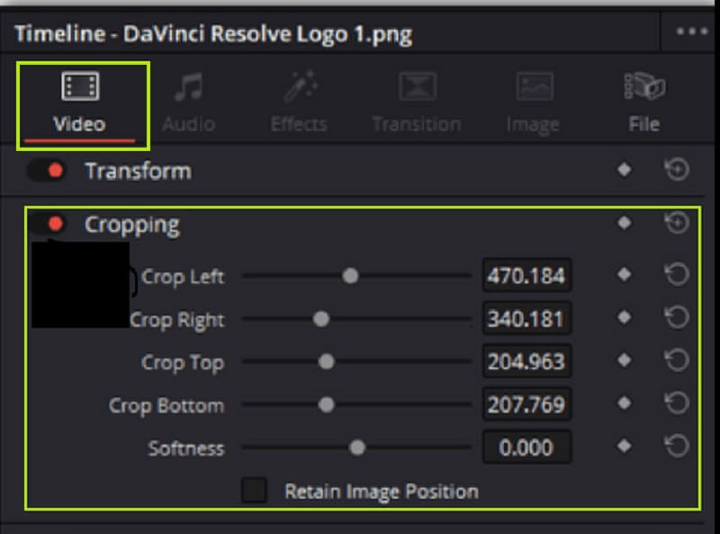 davinci resolve crop video