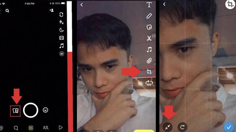 วิธีการครอบตัดบนตัวอย่าง Snapchat