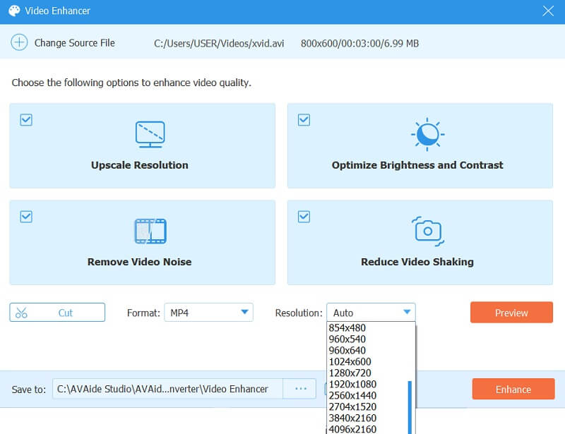 AI Upscale Video AVAide Resolution