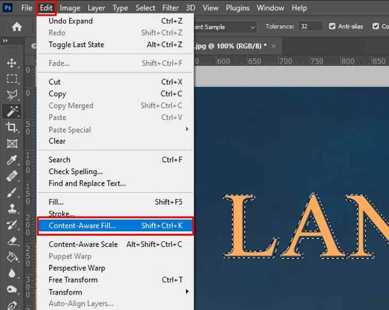 Supprimer le texte d'une image Photoshop